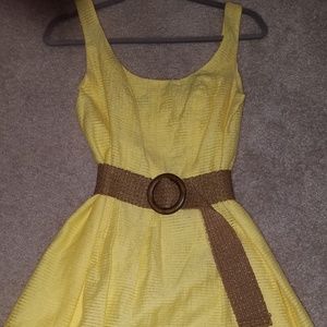 Perfect Spring Daisy Yellow Belted Dress!